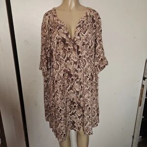 Brown Snake Print Kaftan Blouse